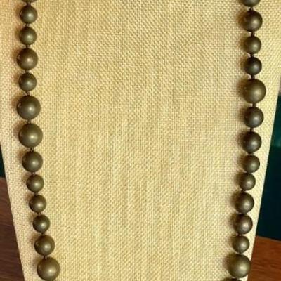 Vintage Brass Graduated Ball Bead 38 Inch Necklace 