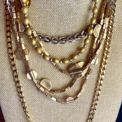 Vintage Collection Of Gold Tone Necklaces - Krementz & More 