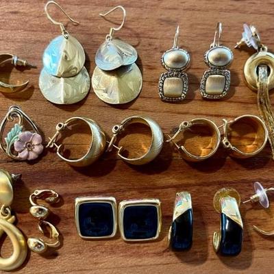 Vintage Gold Tone Costume Earrings - Monet - Enamel - Hoop And More 