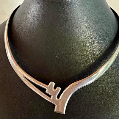 Vintage Taxco Mexico Sterling Silver 925 Choker Necklace - Total Weight 38.66 Grams