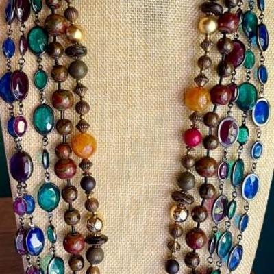 Collection Of Faux Glass Bead Necklaces  - Assorted Colors 
