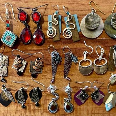 Collection Of Boho Wire Earrings - Beads - Hematite - Shell - Rhinestone & More 
