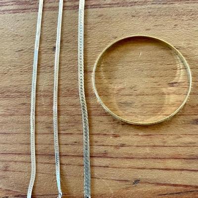 (3) Sterling Silver Bracelets & (1) Sterling Silver W Gold Tone Overlay Bangle Bracelet - 15.31 Grams 