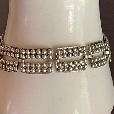 Vintage Beau Sterling Silver Panel 7 Inch Bracelet - Total Weight 10.84 Grams 