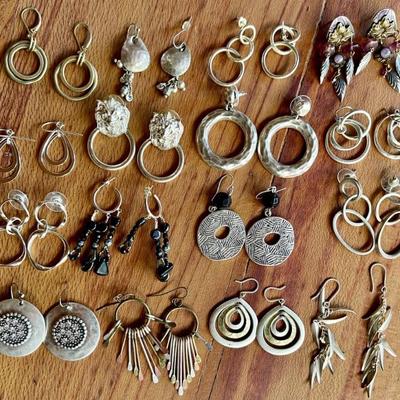 Collection Of Silver Tone Boho Post Earrings 