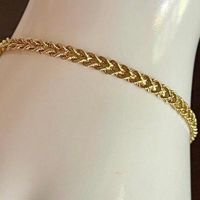 14K Gold Double Twist Chain 7 Inch Bracelet - Total Weight 5.09 Grams 