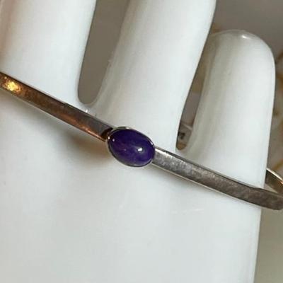 Navajo Artie Yellowhorse Sterling Silver & Charoite Cuff Bracelet - 8.55 Grams