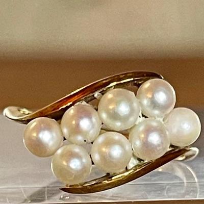 14K Gold Mikimoto Blue Lagoon Pearl Ring - Sie 6 - Total Weight 2.44 Grams 
