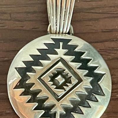 Native American Sterling Silver Pendant - Total Weight 10.04 Grams 