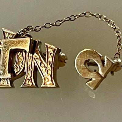 Vintage 10K Gold Phi Gamma Nu Sorority Pin - Total Weight 2.32 Grams 
