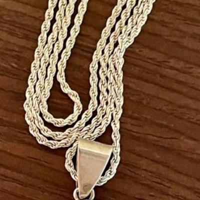 Navajo Bobby Apachito Sterling Silver & Mother Of Pearl Pendant With Sterling Silver 24 Inch Necklace - 13.9 G