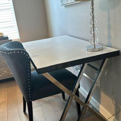 Desk, chair & table lamp