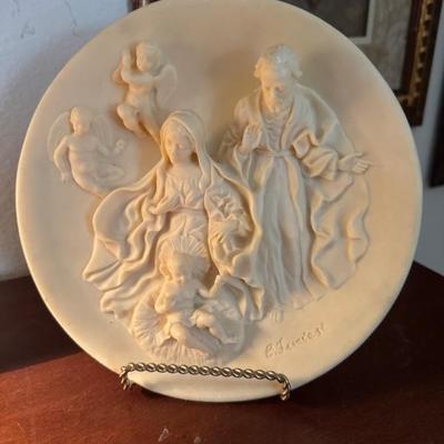 Faux alabaster carved plate 