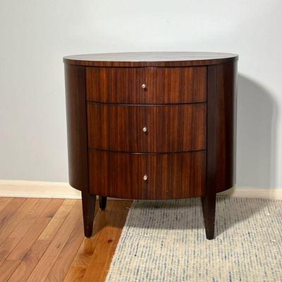 ETHAN ALLEN SIDE TABLE | Oval side table with 3 drawers and inlay top - h. 26.5 x w. 21 x l. 26 in

