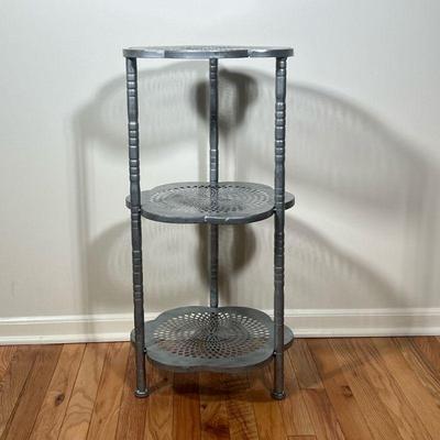 ALUMINUM SIDE TABLE | 3-tiered aluminum side table - h. 30 x w. 15 x l. 15 in

