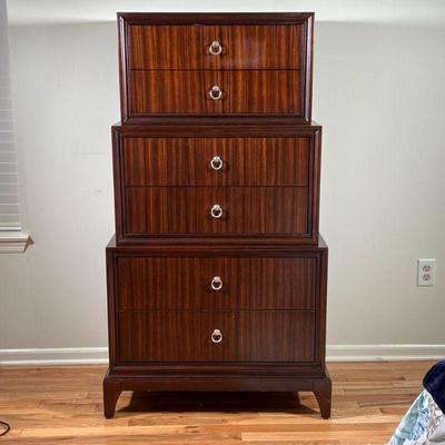 ETHAN ALLEN GRADUATED CHEST OF DRAWERS | Triple tier chest of drawers by Ethan Allen with 3 pair of graduating drawers. - h. 57.5 x w....