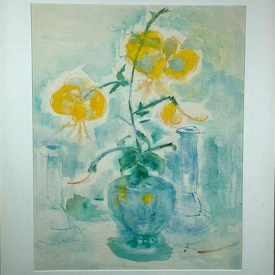 ABSTRACT WATERCOLOR STILL LIFE | Abstract still life 19 x 15 in sight - w. 21.5 x l. 25.5 in (frame)

