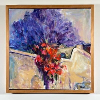 L READ OIL PAINTING | Blooming tree. Oil on canvas. 20 x 20 in. Canvas. Signed lower right - w. 22 x l. 22 in (frame)

