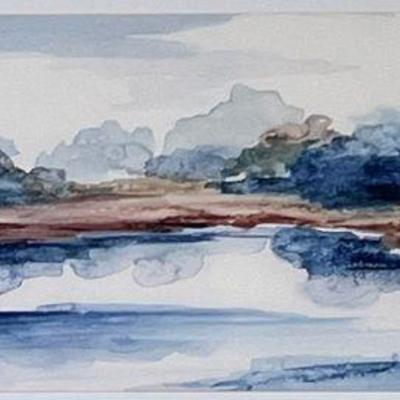 OCEANIC WATERCOLOR | Water color painting 11.5 x 35 in. Sight - w. 18 x l. 42 in

