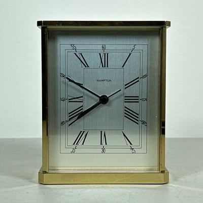 HAMPTON BRASS DESK CLOCK | Hampton brass desk clock Made in Germany - h. 6.24 x w. 2.75 x l. 4.75 in

