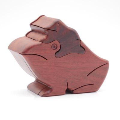 Carved Wooden Frog Puzzle Box