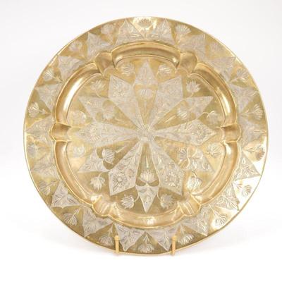 Ornate Etched Brass-Plated Tray