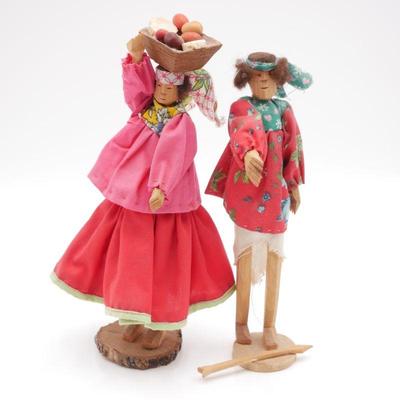 Hand Made Peruvian Folk Art Wooden Dolls