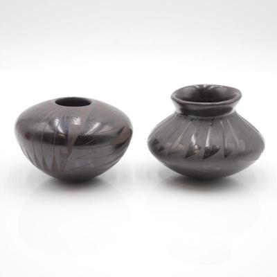 Pair Of Native American Blackware Pottery Bowls