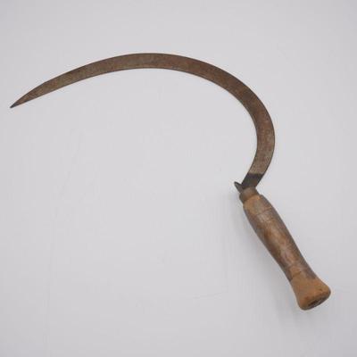 Sale Photo Thumbnail #13: Antique Wooden Handle Sickle Tool