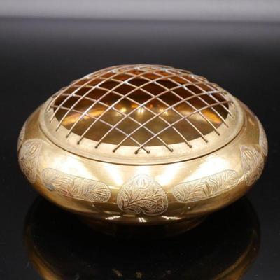 Etched Brass-Plated Incense Burner