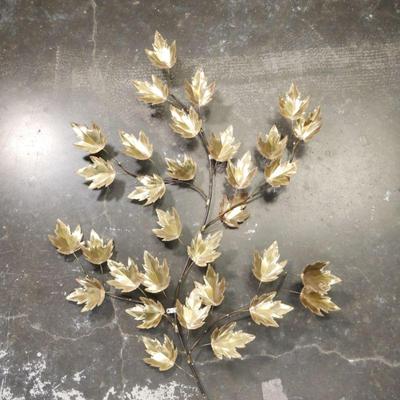 Mid Century Brass Leaves Wall Sculpture