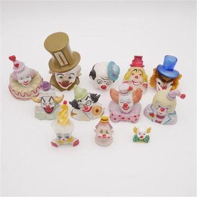 Lot Of Assorted Vintage Clown Heads ft. Murrano, Enesco + More