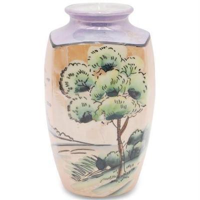 Vintage Lusterware Small Japanese Vase w/ Landscape Scene