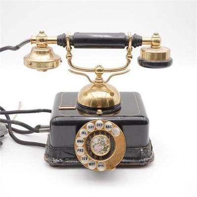 Vintage Brass French Style Rotary Dial Phone, Model DO-8