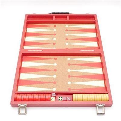 Backgammon Set with Crisloid Red & Butterscotch Bakelite Pieces