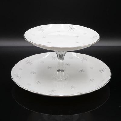 Mid Century Atomic Starburst Snowflake Japan 2-Tier Serving Tray
