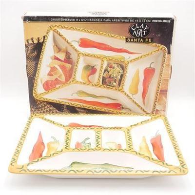 Clay Art "Santa Fe Chili Peppers" Design Serving Platter with Box