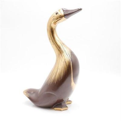 Large Brown & Gold Goose Sculpture