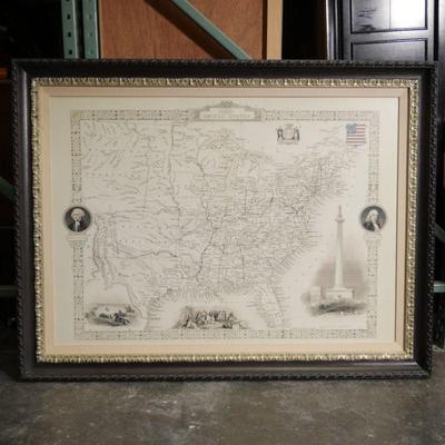 Framed Print Of 1850 John Tallis United States Map