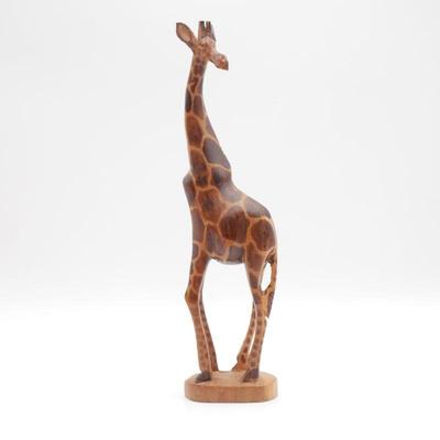 Carved Wooden Giraffe Figurine