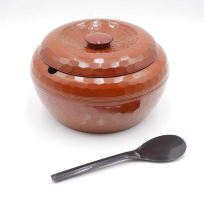 Japanese Lacquerware Covered Rice Serving Bowl w/Rice Paddle