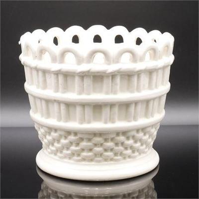 Sale Photo Thumbnail #109: White Ceramic Basket Planter