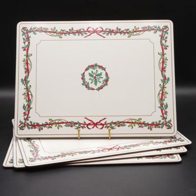 Sale Photo Thumbnail #10: Set Of 4 Royal Worcester Holly Ribbons Placemats