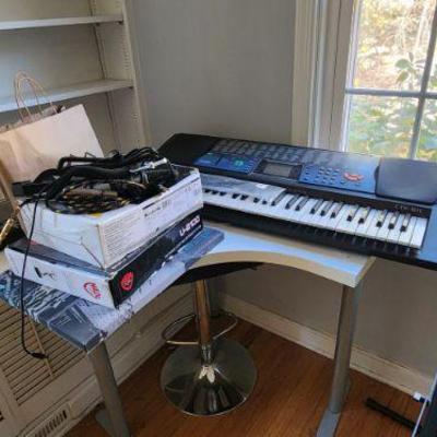 Keyboard, microphones Musical instruments, audio mixer