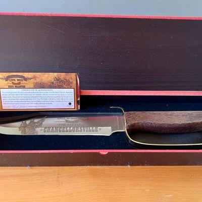 American Mint Civil War Collection "The Battle of Chancellorsville" bowie knife in case with COA 