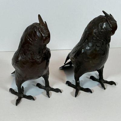 Vintage Japanese Cast Iron Parrots