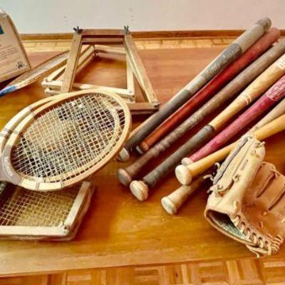 Lot 038-GAR: Vintage Recreational Sports Equipment

Includes: 
•	7 old baseball bats (6 wooden, 1 aluminum), including:
o	One vintage...