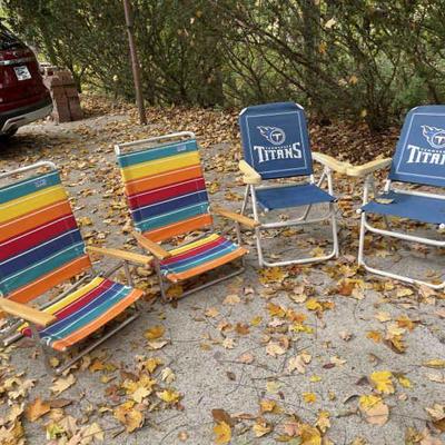 Lot 020-BH: Beach/Camping/Tailgating Chair Quartet

Includes: 
•	A pair of colorful RIO Beach chairs
o	Adjustable to 5-Positions 
o...