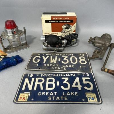 Lot 26 | Vintage Lot Lic. Plates, Food Chopper & More
