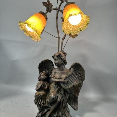 Lot 5 | Beautiful Angelic Lamp With Ruffled Glass
